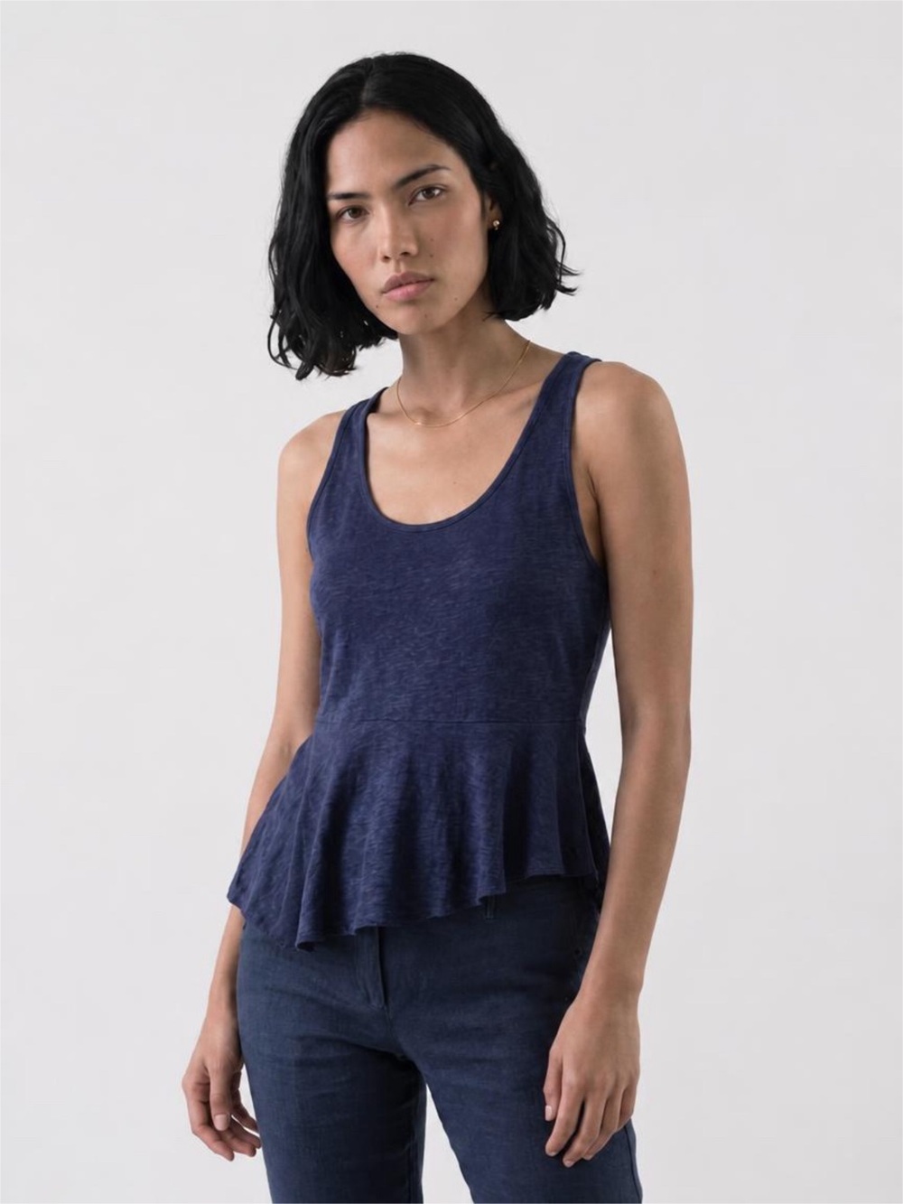 Blue sleeveless‎ Peplum top